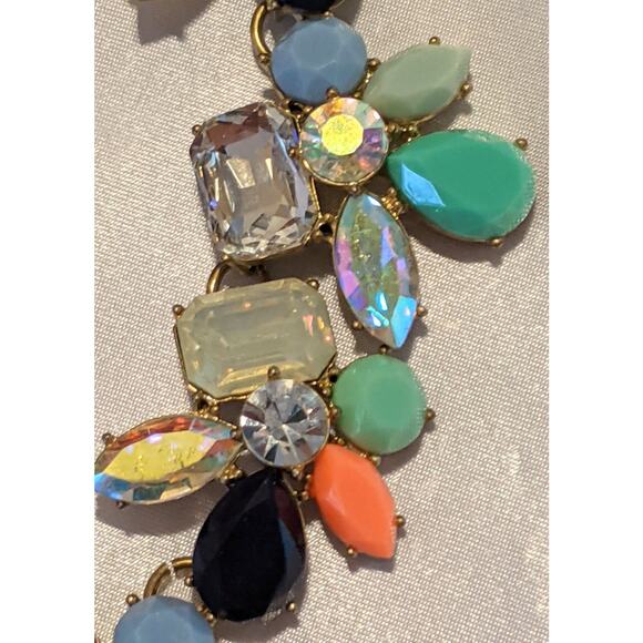J.Crew Crystal Petal Party Statement Necklace 16"-19" Shimmery Floral STUNNING - Picture 11 of 13